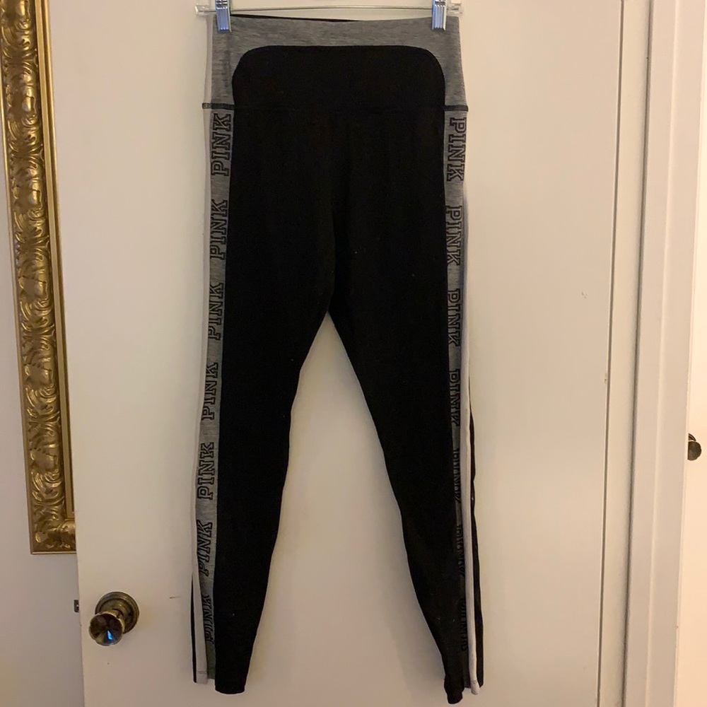 Black and gray “pink” leggings